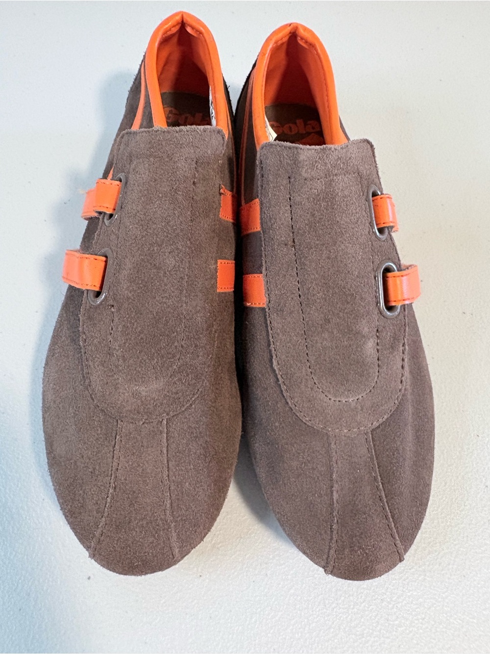 Gola Retro Suede Double Strap Sneakers Brown Orange Trainers Women’s US 6 - Picture 2 of 12